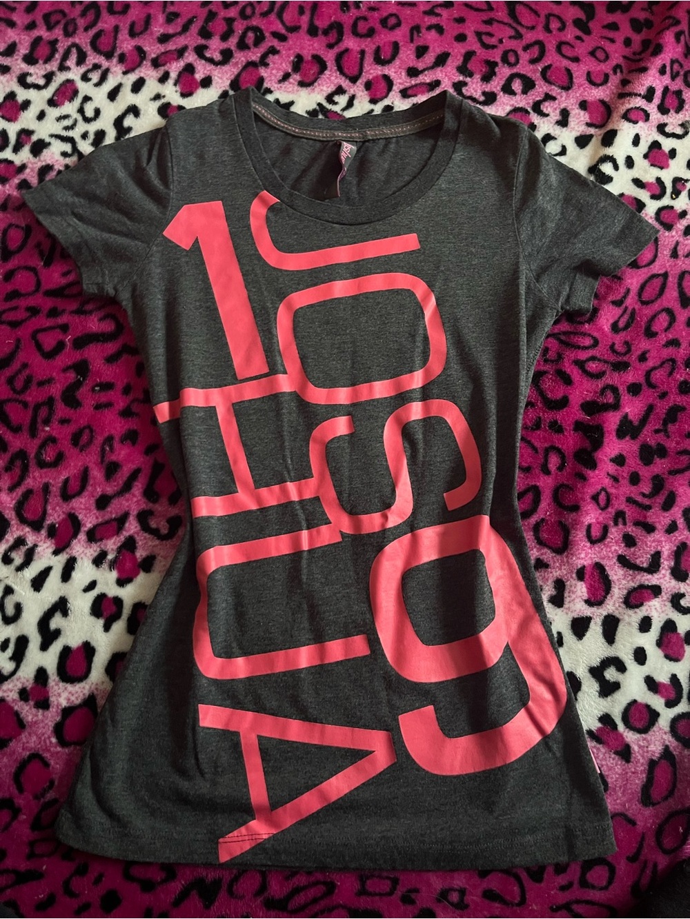 Joshua Perets Graphic Short Sleeve Tee in Black & Pink